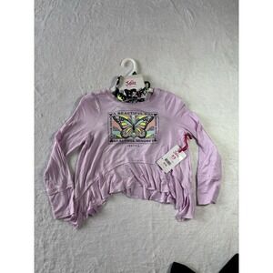 Justice Girls Purple 2fer Swing Top With With Hair Tide Size Xs NWT Butterfly 🦋